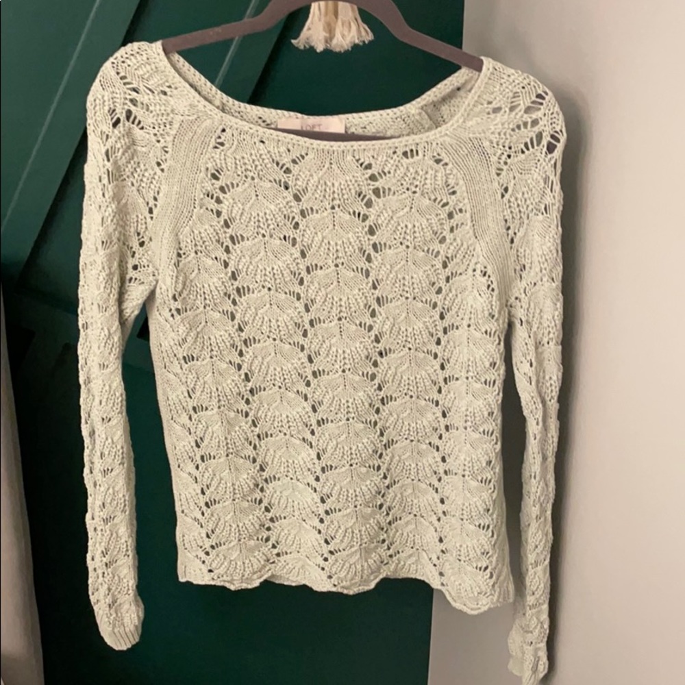 Loft Open Knit Sweater in Sage